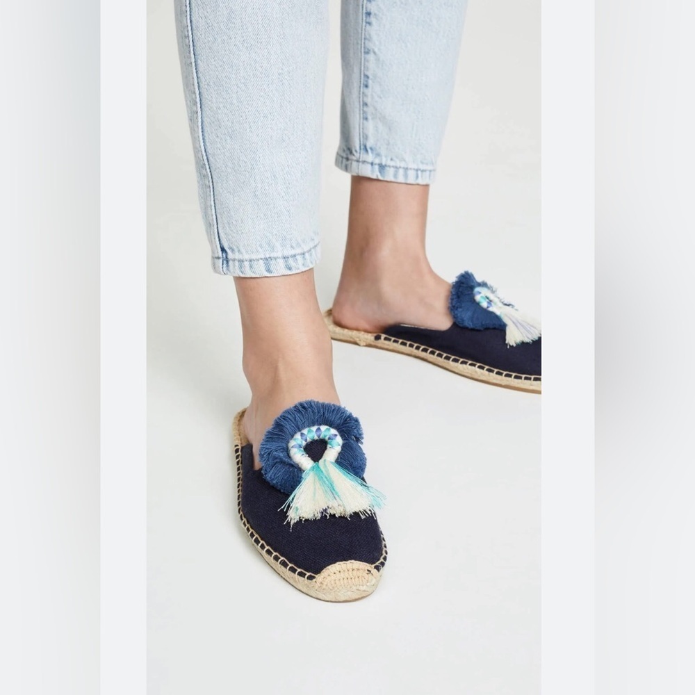 *NEW* Soludos Women’s 8.5 Kiki Tassel Espadrille Mule in Navy Blue Marigold